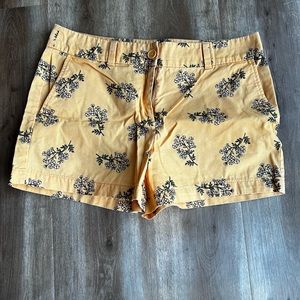 Loft 4 inch shorts, yellow with pretty flower print, excellent used condition